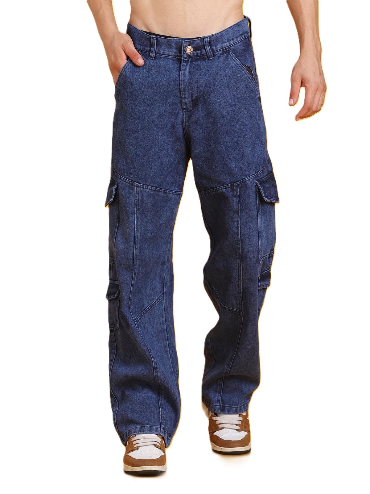 The Dance BibleMen Straight Fit Multi Pocket Trim Line Style Denim Jeans