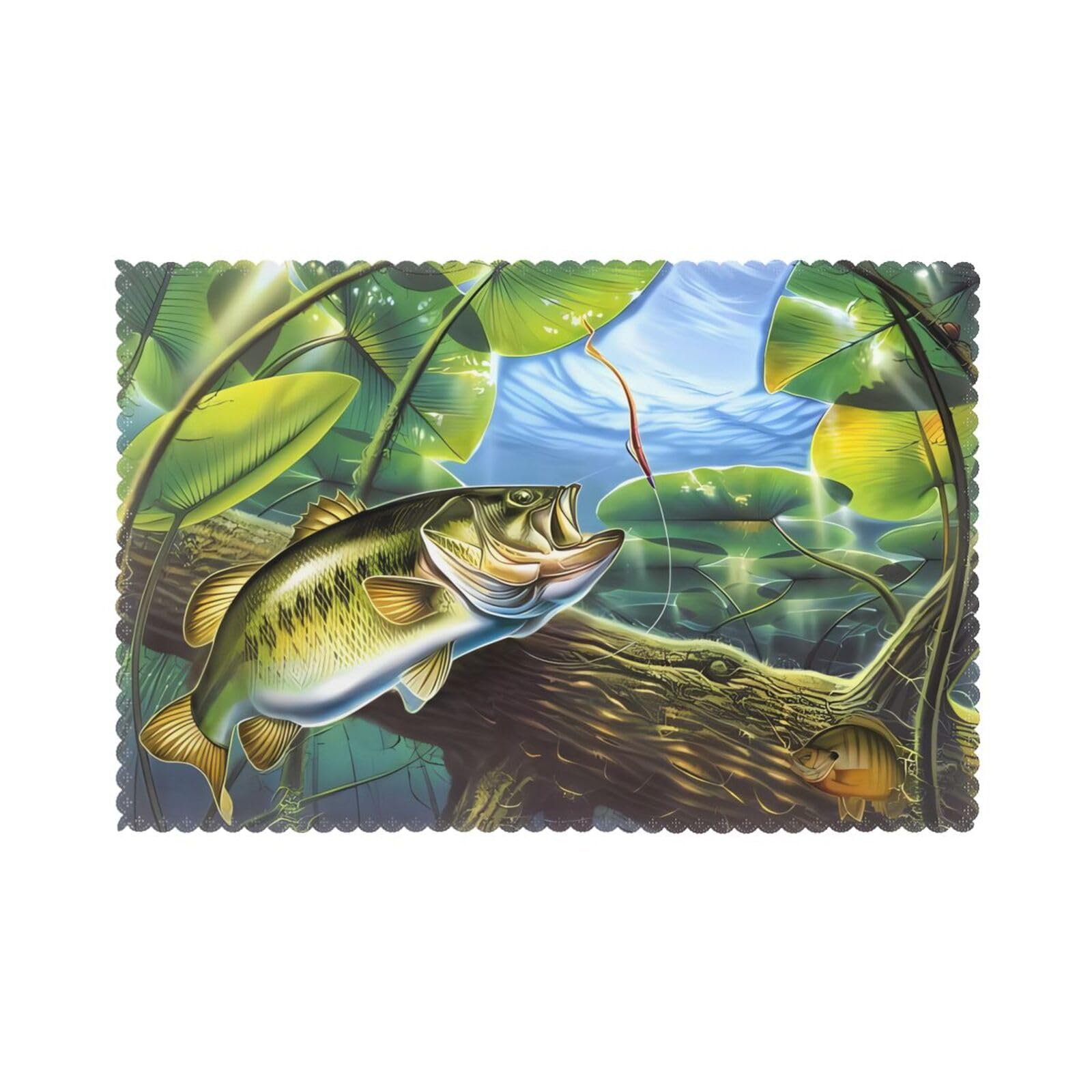 HJFCZH Bass fish Prints Placemats Set of 6 12x18in – A Great Housewarming Gift for a Warm & Stylish Home