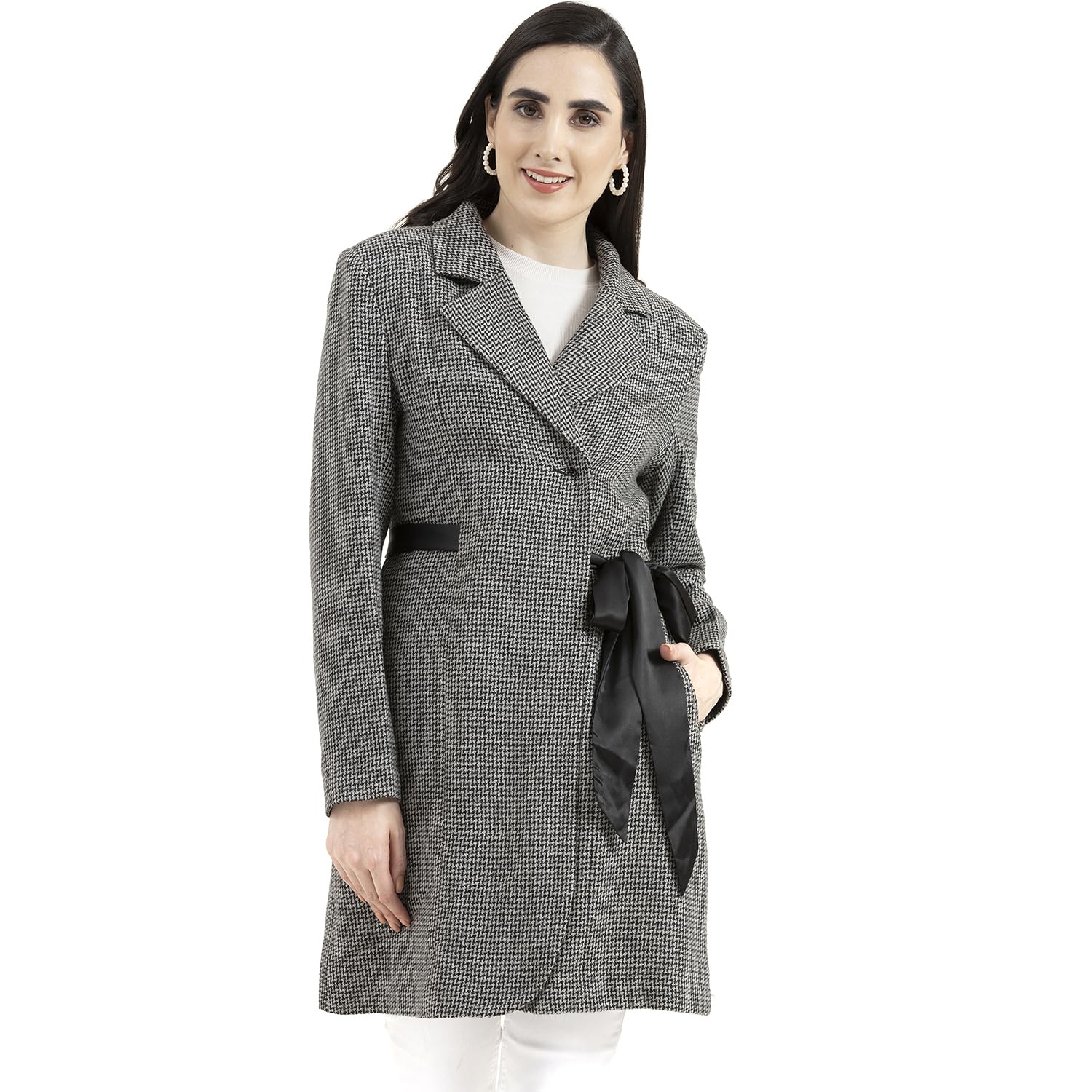 owncraft women's Houndstooth Grey wool coat-picture-28