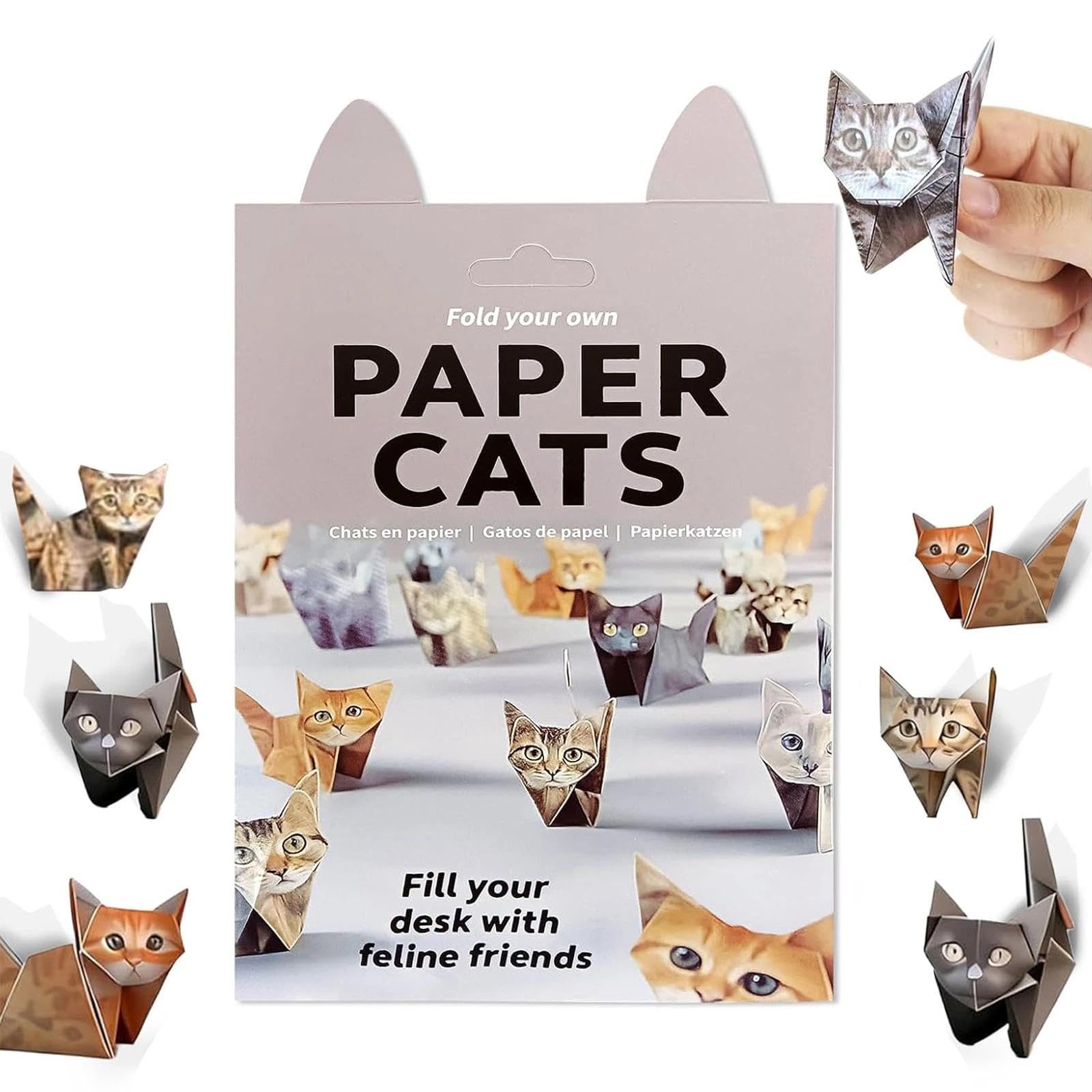 dinghaole 50 Pcs DIY Paper Cats Origami Kit, 3D Origami Cats to Fold Cute Cat Figures, Creative Origami Animal Kits