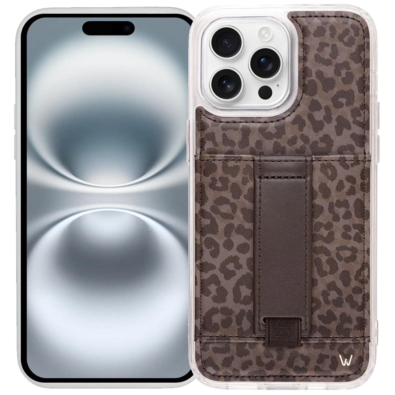 WalliCASES for iPhone 16 Pro Max Case Aesthetic Wallet Phone Case Card Holder, Securely Holds up to 2 Cards - Cute, Trendy Phone Cover for Women, fits iPhone 16 Pro Max, with Kickstand & Finger Strap
