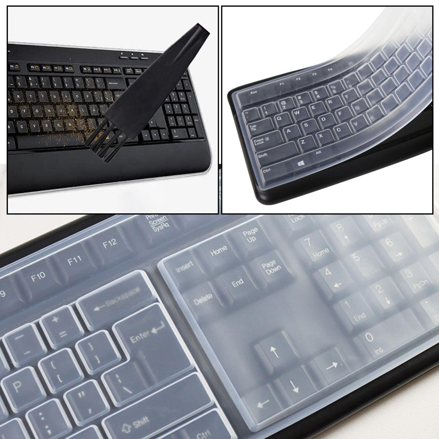 2 Piezas de película para teclado, 4 Piezas de Cepillo de Limpieza, Cubierta Transparente para teclado