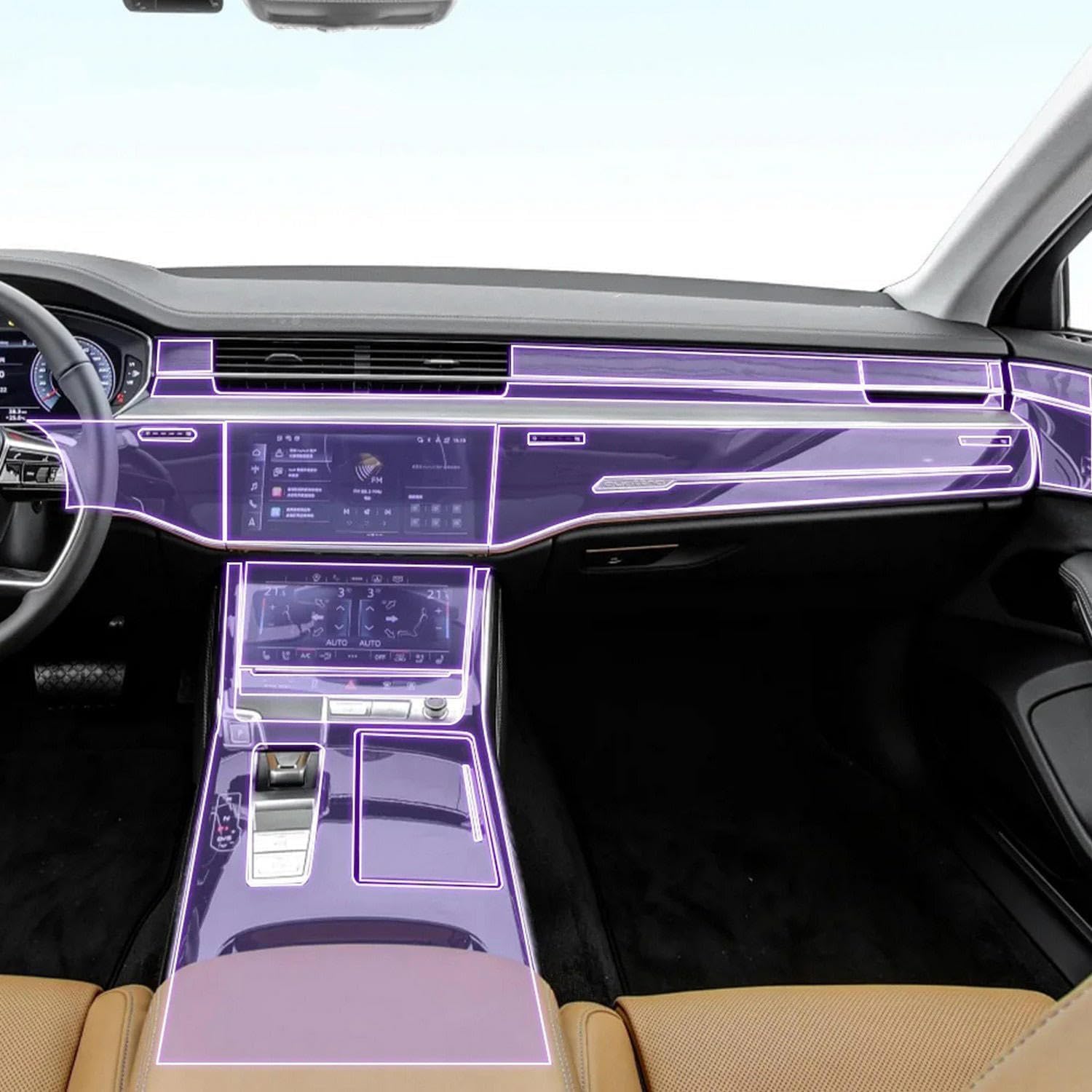 Film en TPU transparent pour console centrale Audi A8 D5 anti-rayures