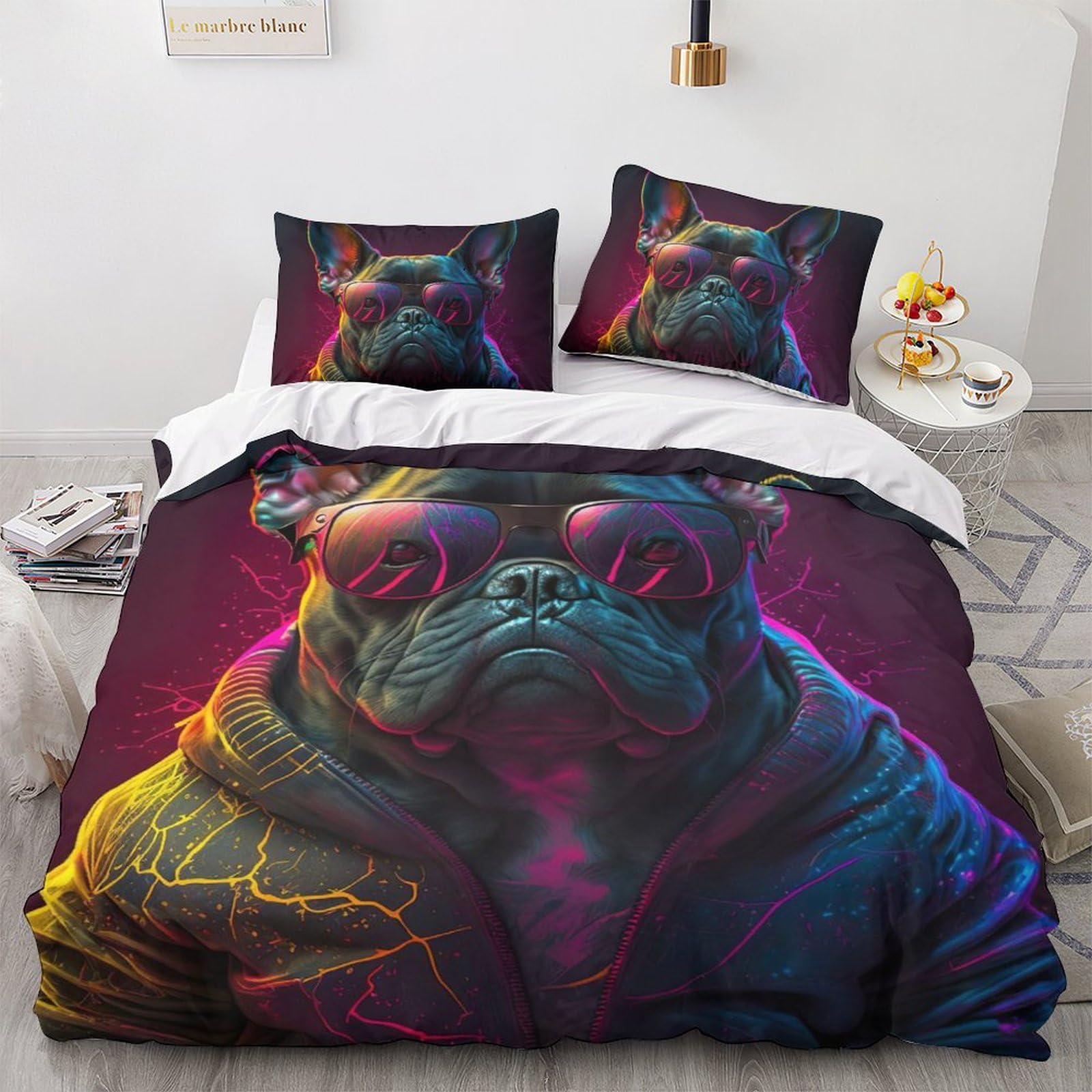 Housse de couette 220x240cm anti-froissement fermeture éclair pour lit garçon