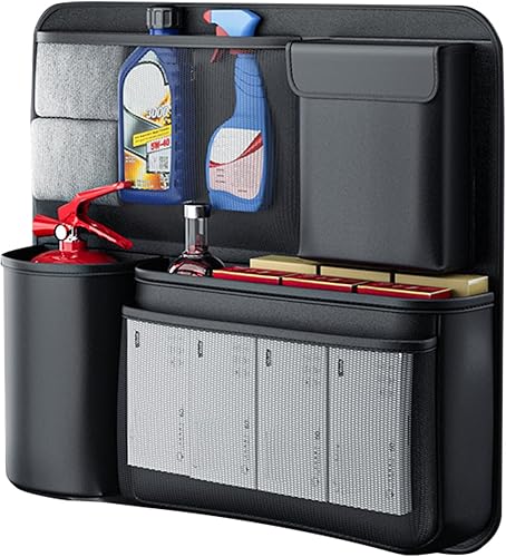 Trunk Storage Organizer,Vehicle Seatback Divided Bag Multifunctional Car Backseat Trunk Leather Storage Bag for Camping Travel