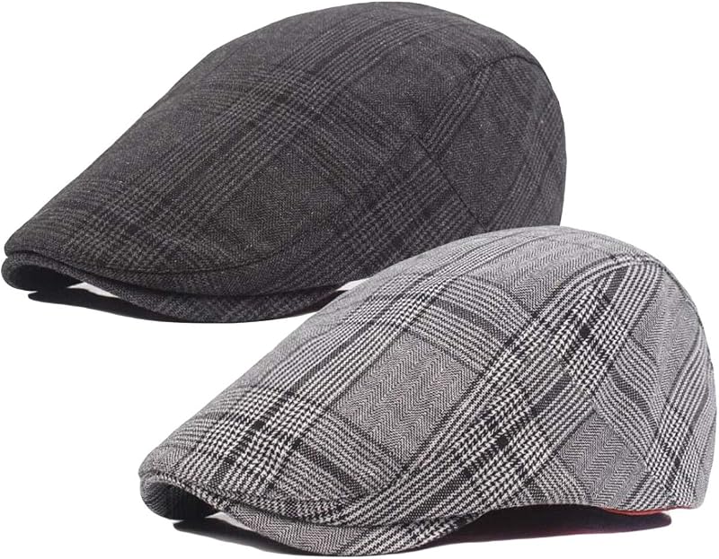 2 Pack Men's Cotton Flat Cap Ivy Gatsby Newsboy Hat