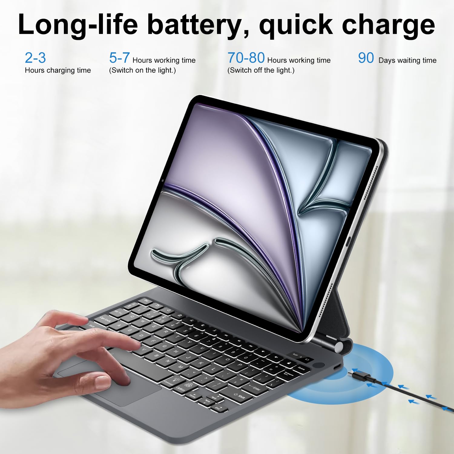 YUEJIDZ Keyboard Case For IPad Air 2024 11 Inch,Detachable Keyboard For - View #11