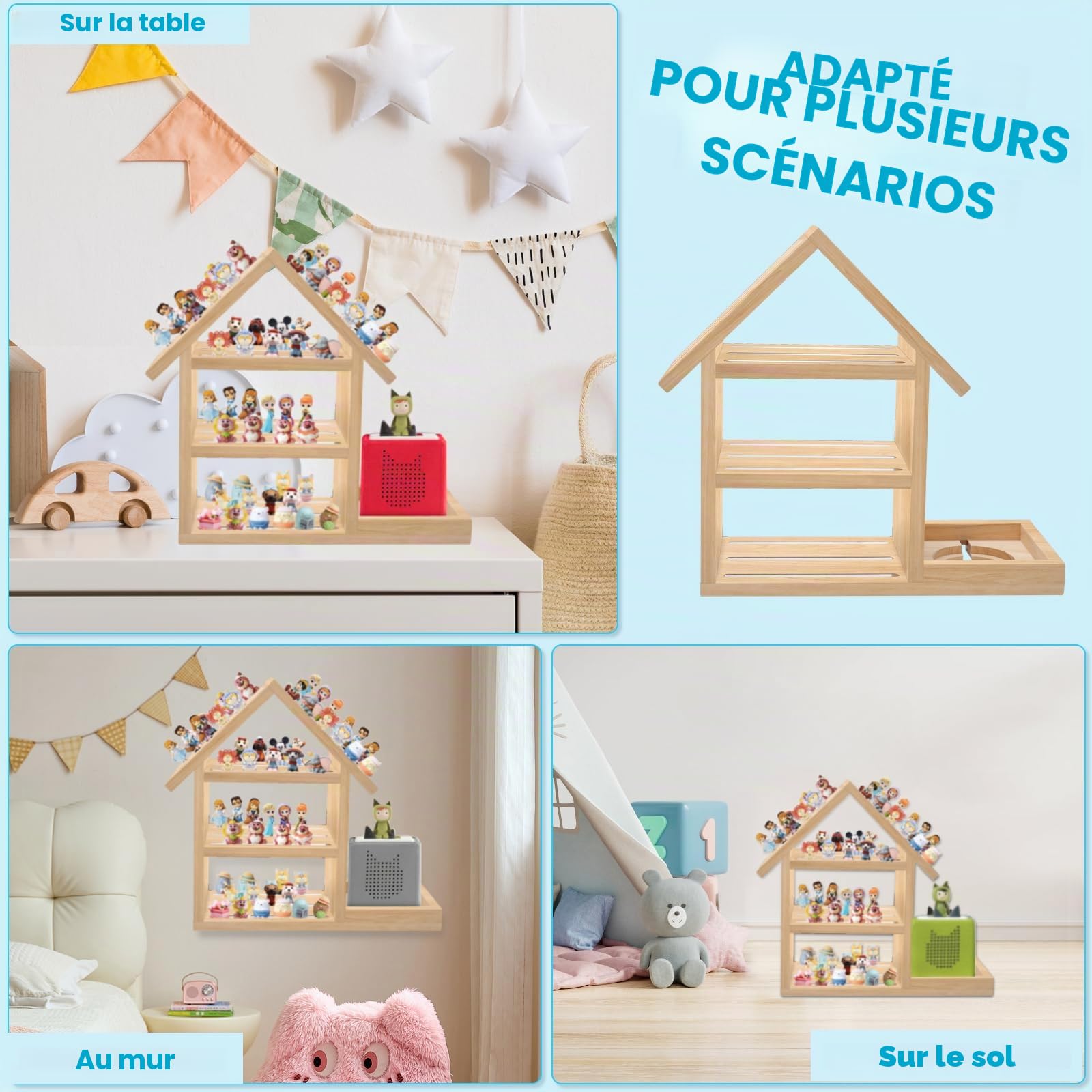 Tonie Étagère pour chambre d'enfant, en forme de maison, pour jusqu'à 85 Toniebox, magnétique, pour Tonie Box et figurines, pour garçons et filles