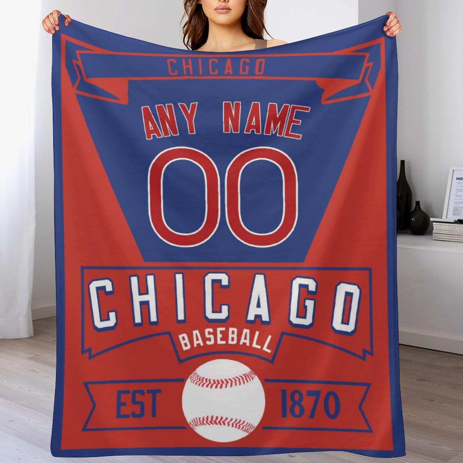 HDI7DEJ Custom Throw Blanket Baseball,Unisex-Adult Fleece Throw Blanket Personalized Fans Gifts for Men Add Name and Number, 50" x 40",60" x 50",80" x