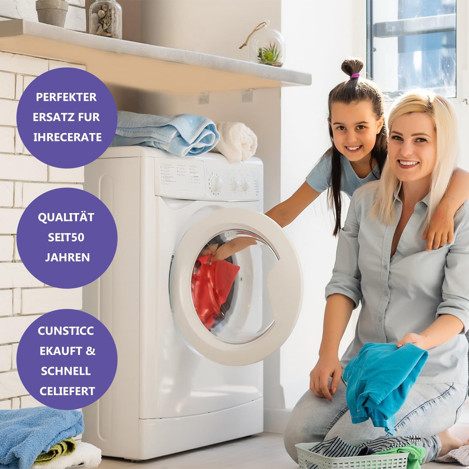 Flusensieb Kompatybilny z Bosch Neff Constructa Balay Pralko-suszarka, Wymienny Filt Pompa Ø 64 mm Niebieski POM z Uszczelką