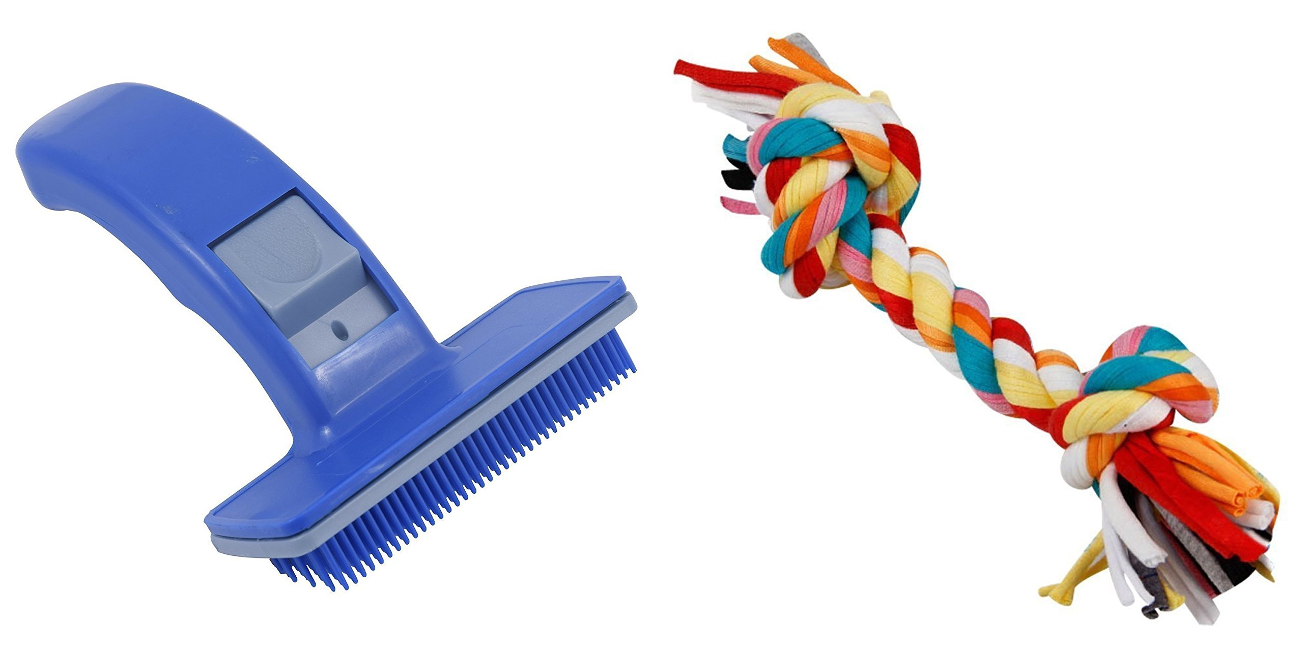 Foodie Puppies Dog Plastic Slicker Brush with Press Key + Durable Dog Chew Rope Toy for Small to Medium Dogs - Interactive Teething Rope Toy to Play with (Color May Vary) (B079SPLY7Q) Amazon Price History, Amazon Price Tracker