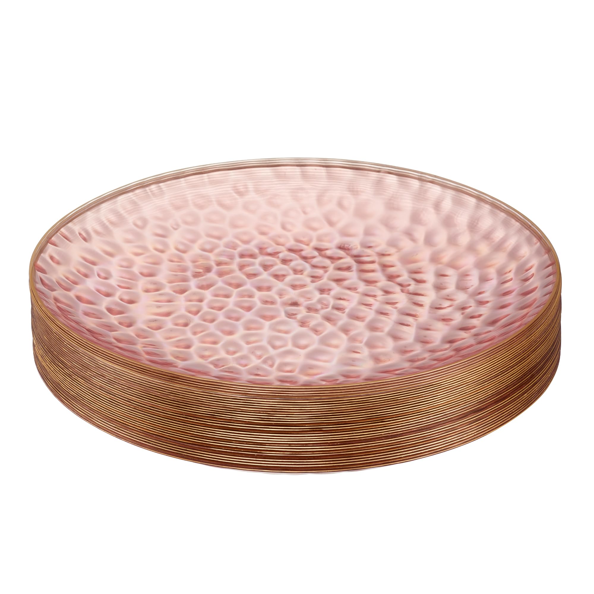 PLASTICPRO 30 Pack Hammered Plastic Plates Heavyweight Disposable Plastic Plates Elegant Clear Hammered Rim Platsic Party Dishes (Hamered Clear With Gold Rim, 7'' INCH PLATES) — view 39