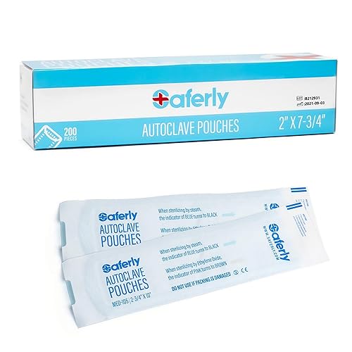 Miniatura 3 de Bolsas de esterilización autoclave autosellantes, esterilización autosellante bolsa bolsa para equipos e instrumentos dentales, 1-14" x 3", caja de