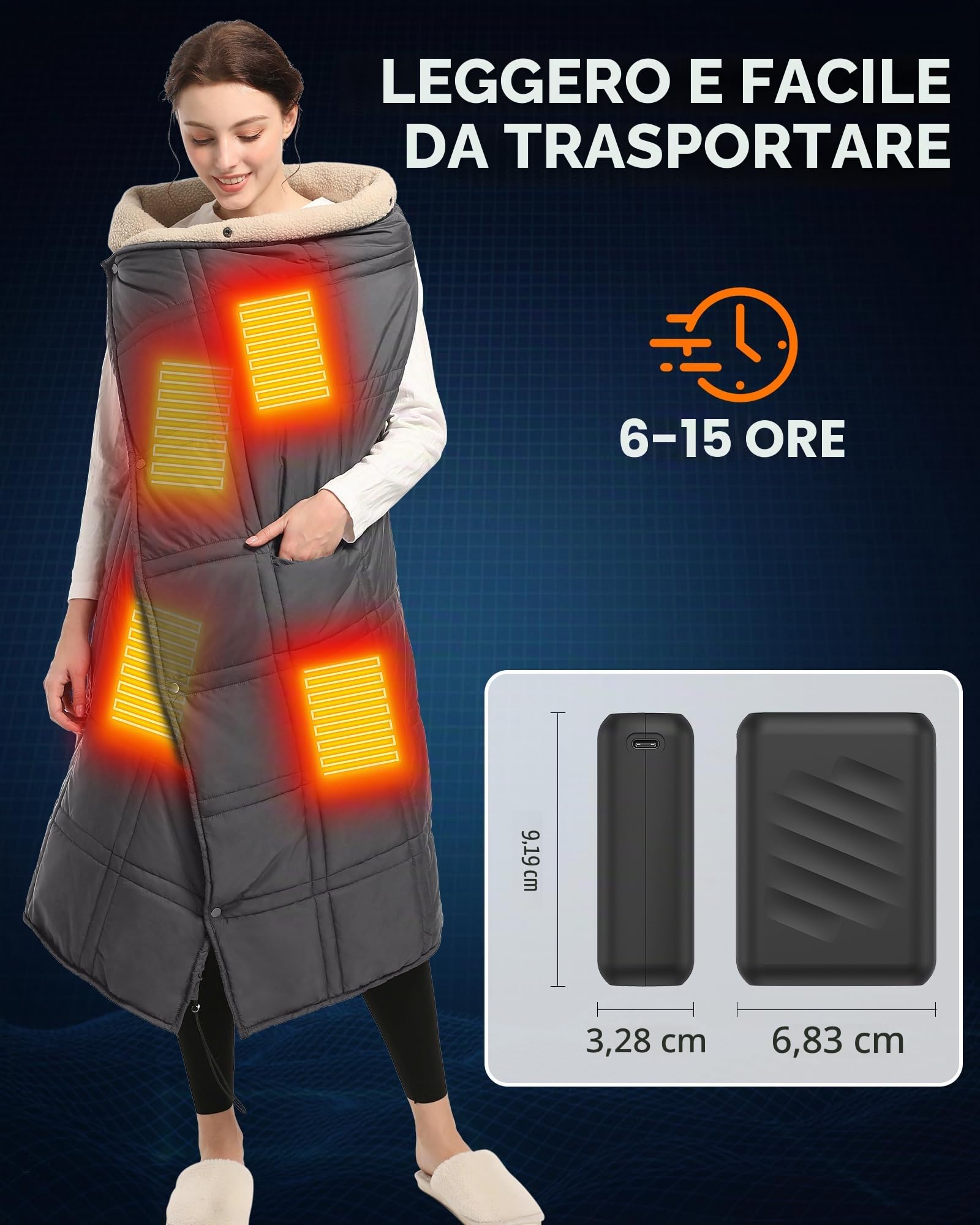 FERNIDA Power Bank leggero DC & USB Power Bank per gilet riscaldante, pantaloni, coperte, telefono cellulare | FERNIDA Powerbank Mini Power Bank con porta DC e USB per vestiti riscaldati, coperta termica e dispositivo smart mobile