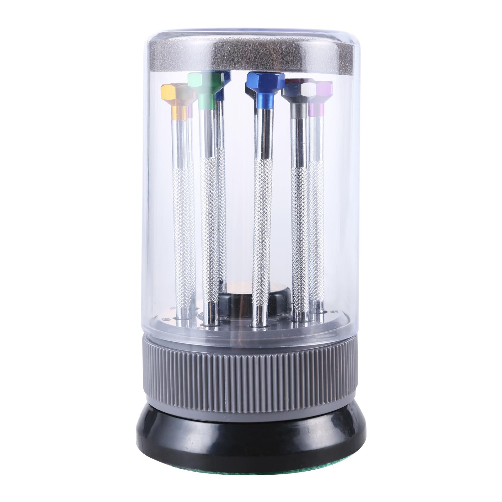 9Piece Screwdriver Set Colorful with Rotating Base 9pcs Spare Bits in Storage Case for Watch Phone Glasses Maintenance Screwdriver Collection