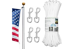 Upgraded Flag Pole Rope Clips 100Ft, Heavy Duty Utility Rope Outdoor