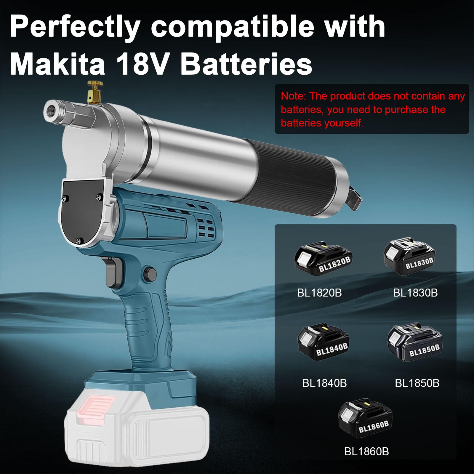 Pistola engrasadora con batería Makita de 18 V, 12000 PSI, 150 g/min | prensa de engrase eléctrica inalámbrica de alta presión, prensa de engrase manual para vehículos, máquinas (sin batería)
