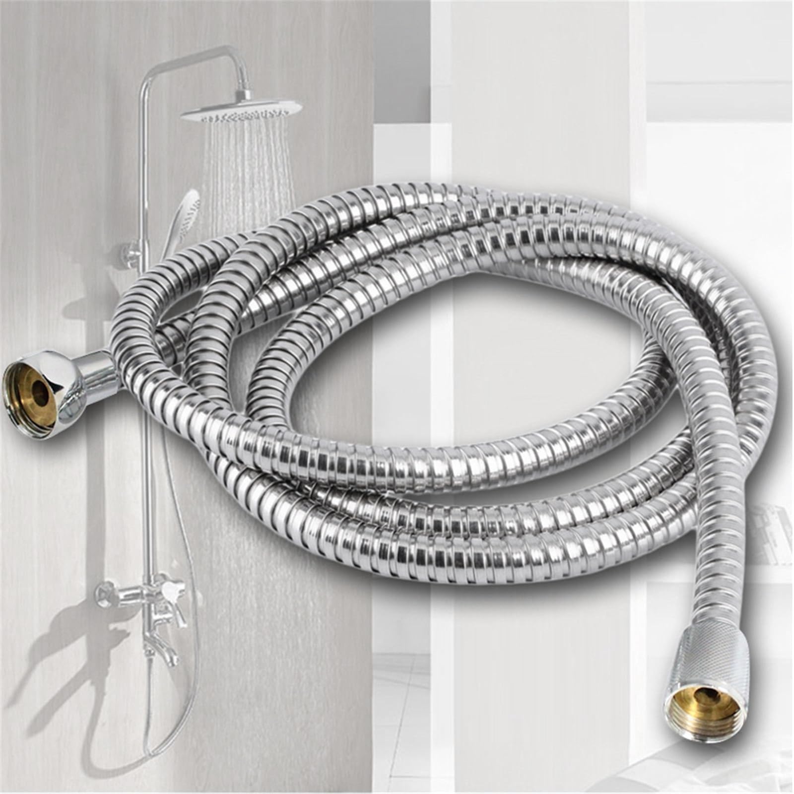 Manguera de ducha de acero inoxidable de 2 m, extensión de manguera de ducha flexible duradera para fontanería de baño, resistente a fugas, fácil instalación, ajuste universal