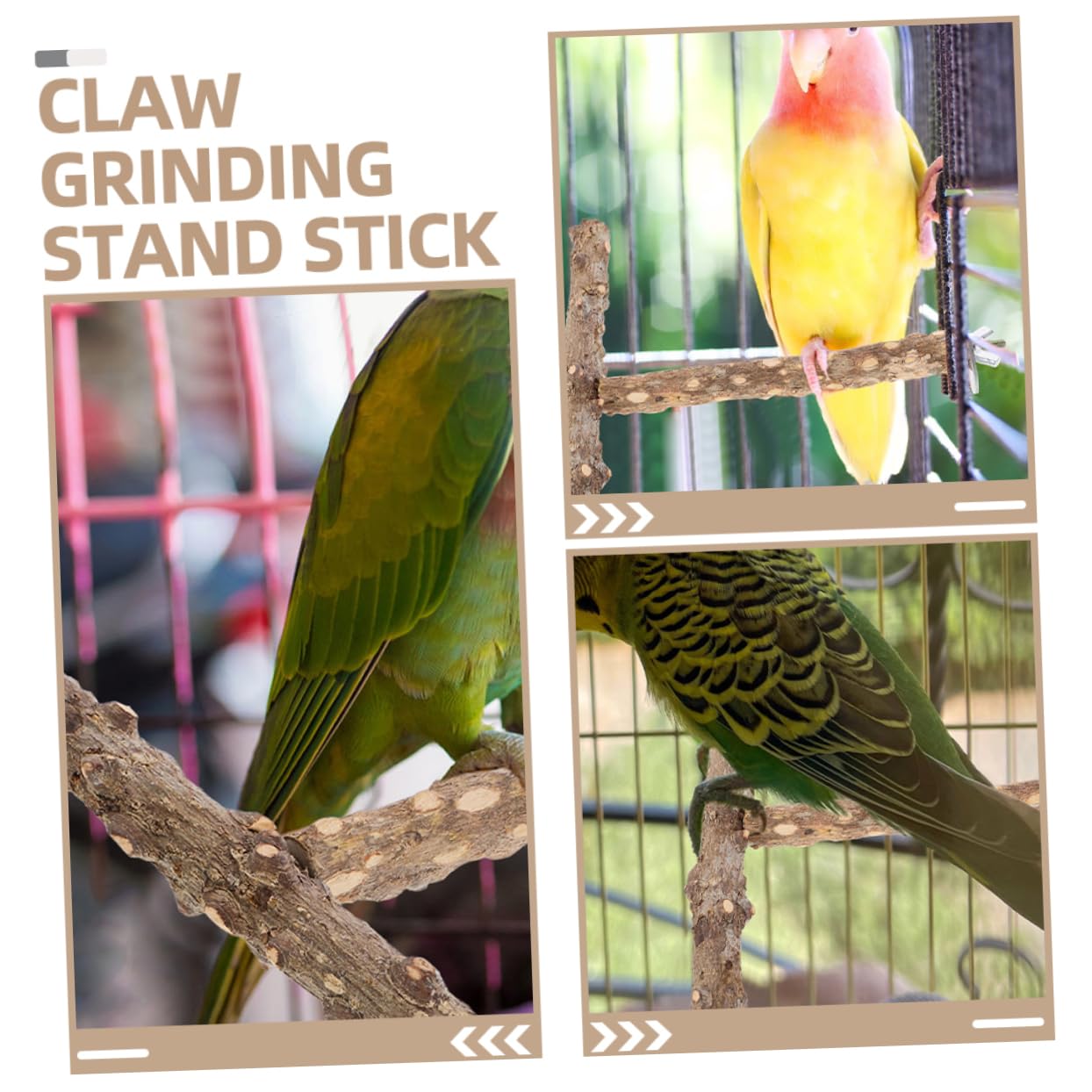 POPETPOP 6pièces Perchoir pour Oiseaux Naturel Jouet De Broyage pour Cage à Oiseaux Accessoires pour Perruches Et Perroquets