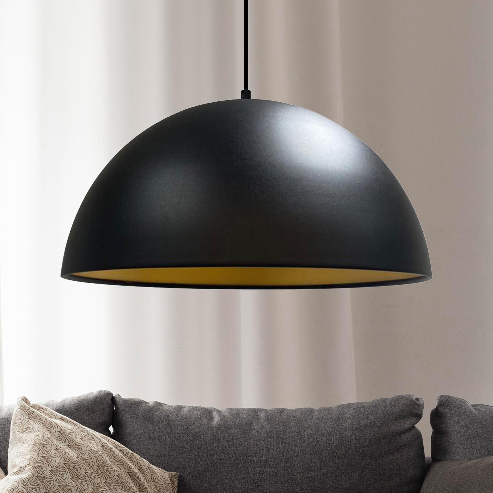 bamyum Lipeo Lampada a Sospensione Soggiorno Ø40 cm E27 Lampada da Pranzo in Metallo Decorativa Cucina Moderna Nero
