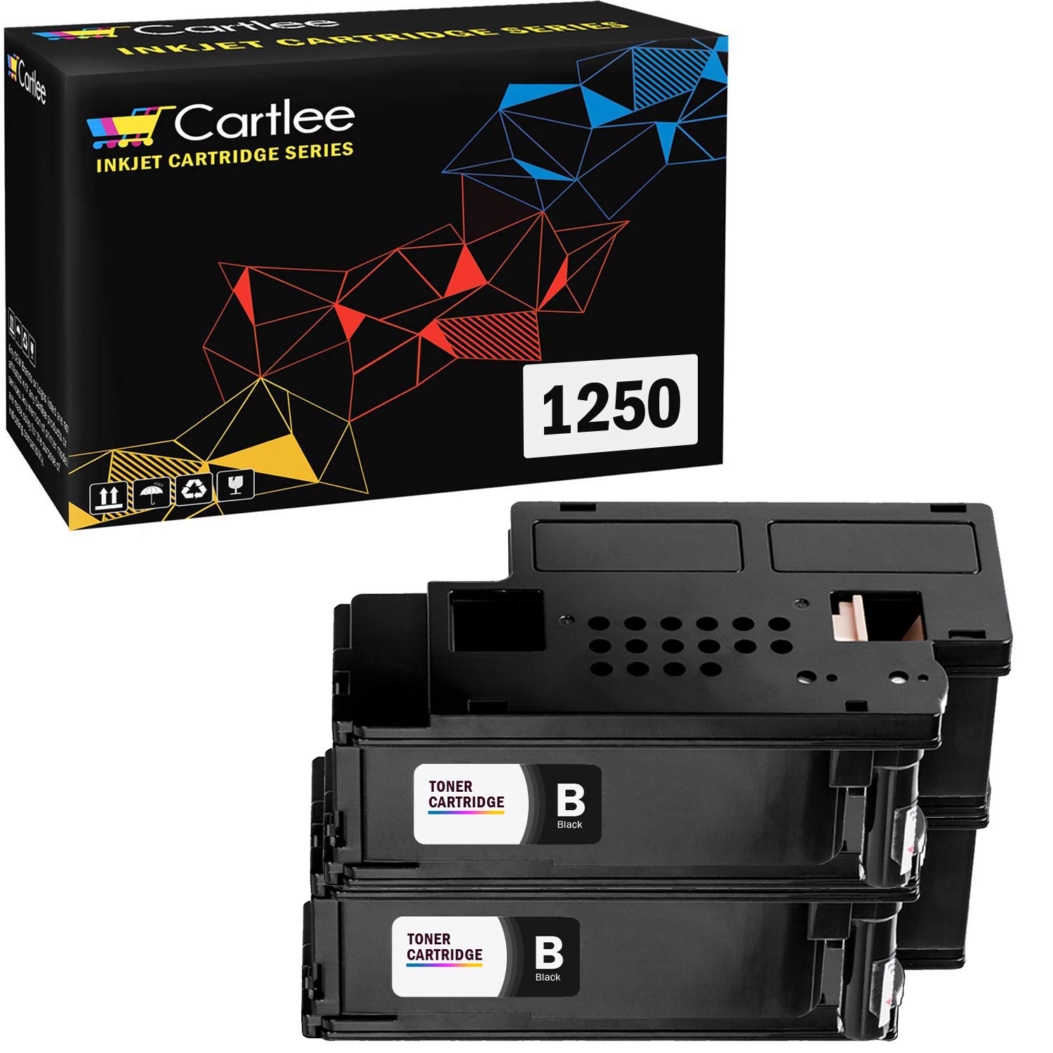 Cartlee Set of 2 Black Compatible High Yield Laser Toner Cartridges Ink for Dell 1250c 1250 1350cnw 1355cn 1355w 1355cnw C1760nw C1765nf C1765nfw C1760 Printers