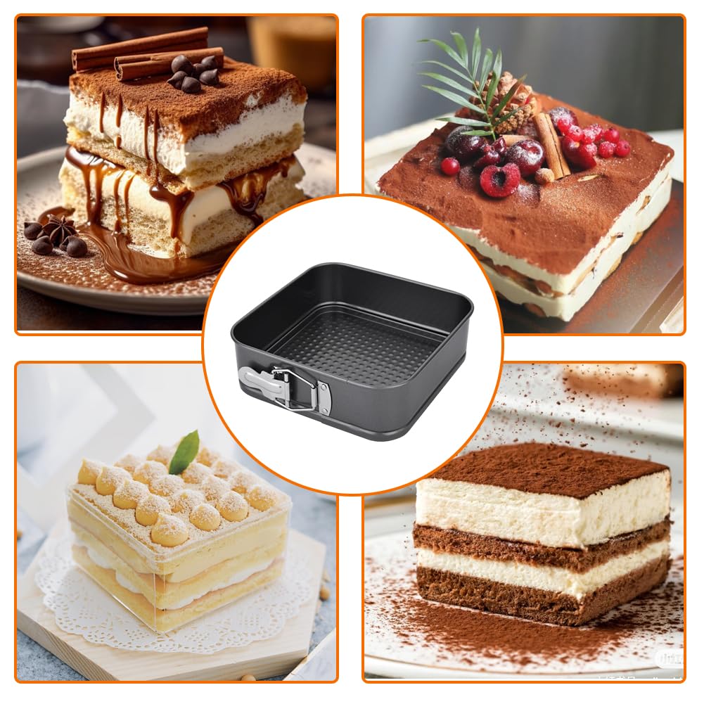 Moule à charnière rectangulaire 28 cm avec revêtement antiadhésif - Moule à gâteau avec fond plat - Petit moule à gâteau avec fond plat - Pour la cuisson de gâteaux, acier au carbone - Noir