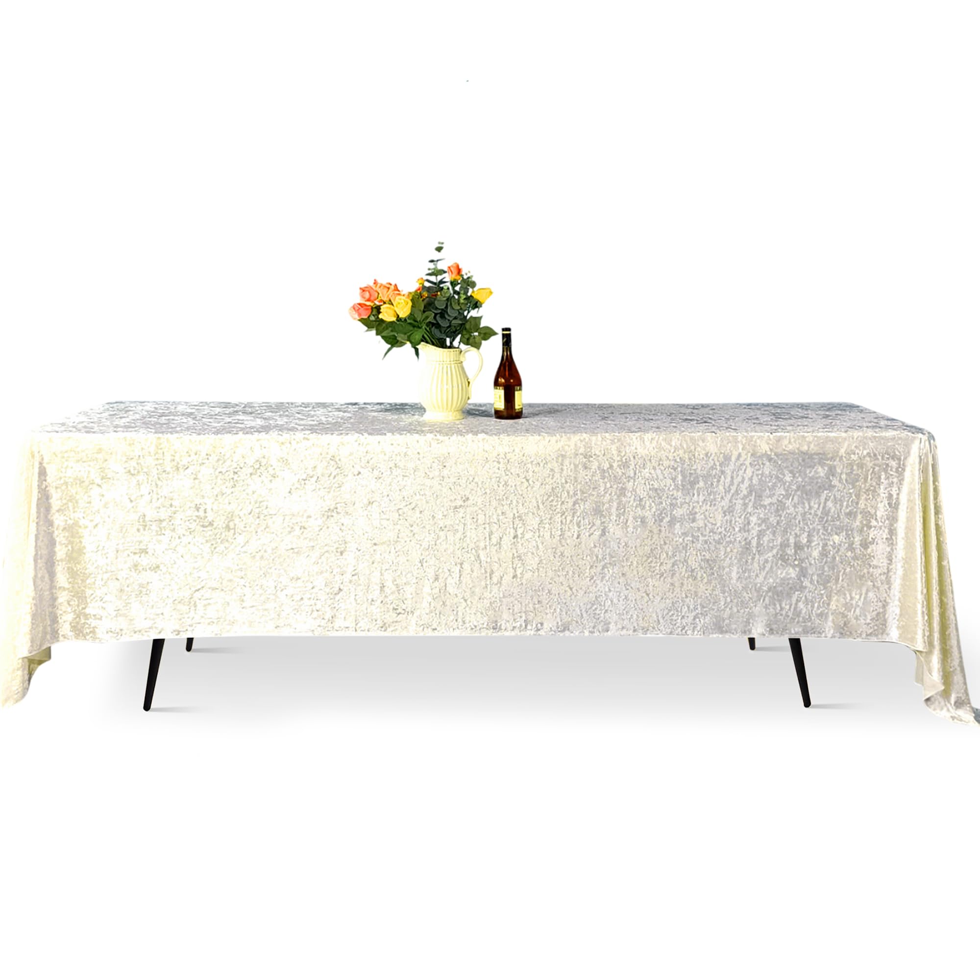 Nappe en velours écrasé ivoire 228x400 cm lot de 10 Trimming Shop
