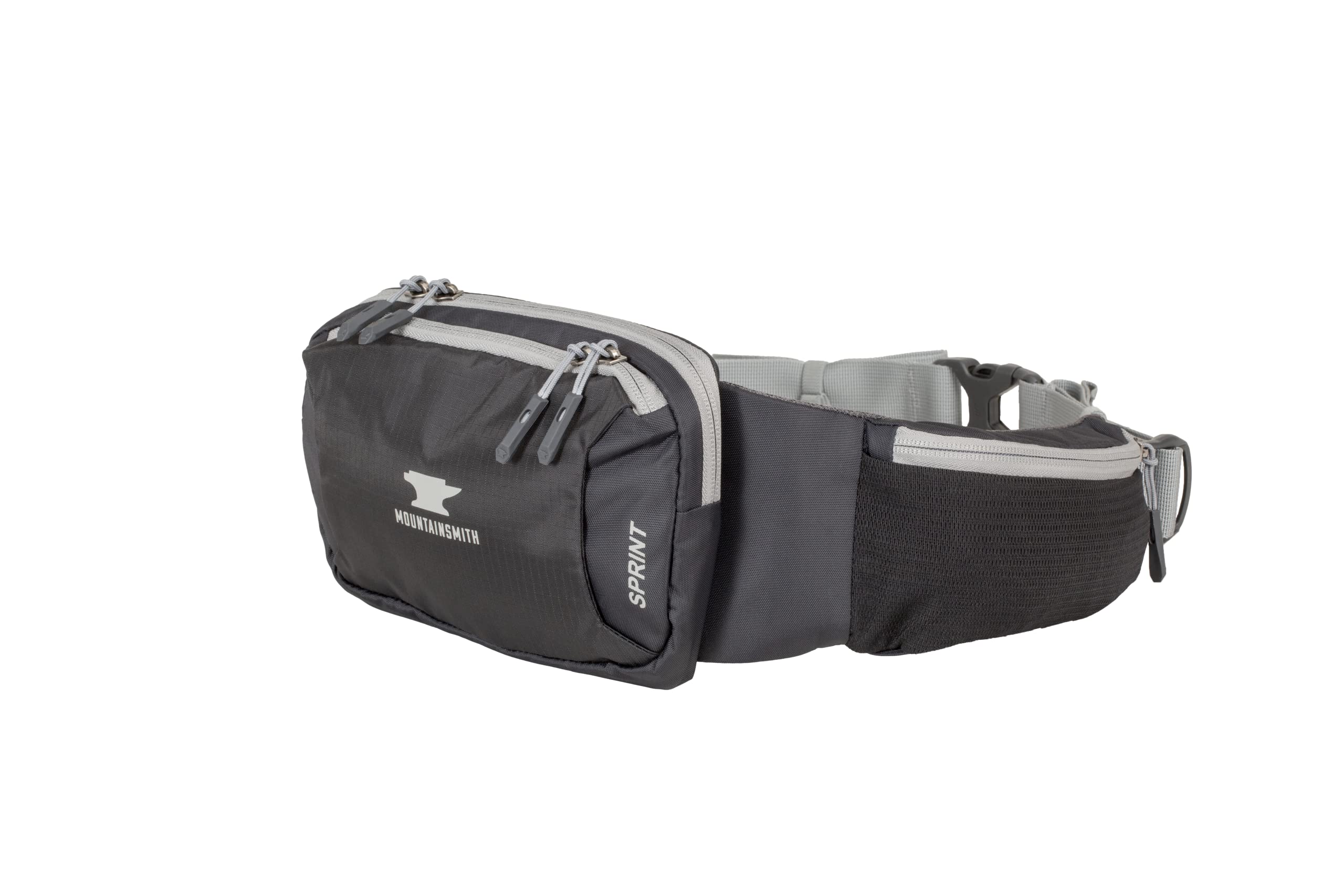 Mountainsmith Sprint Lumbar Waist Fanny Hip Pack, Running, Hiking, Travel, Dog-Walking, Outdoor Activities with 4 Zippered Pockets, Heritage Black