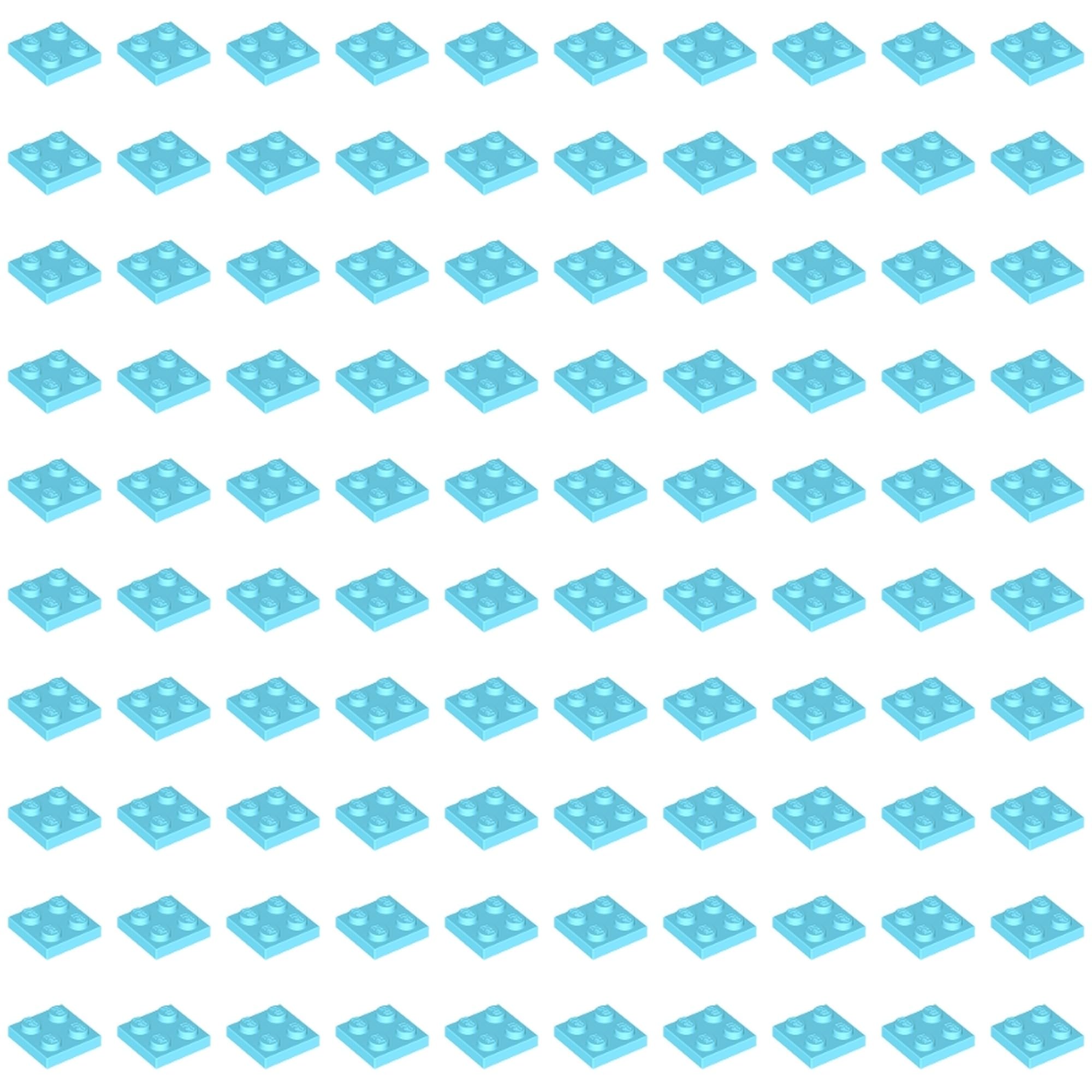LEGO Building Plate, 2 x 2 Studs, Part 3022 (Medium Azure, 10, Bricks) — image 1