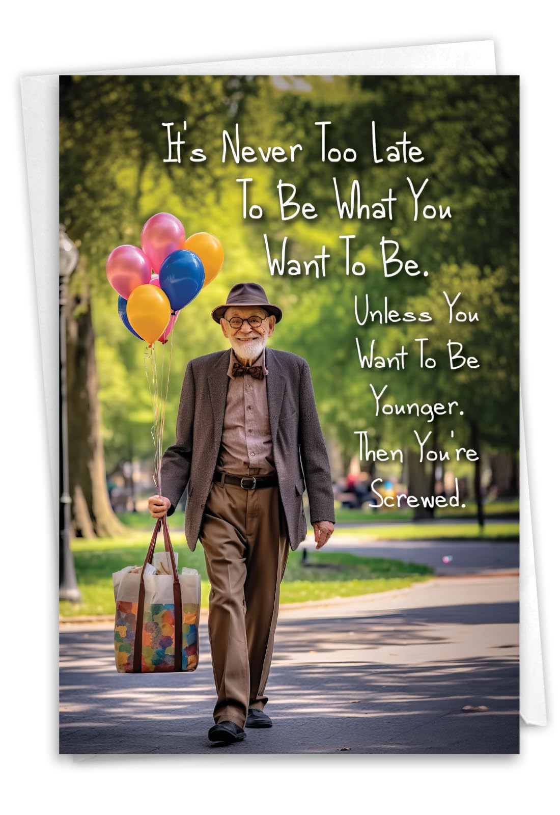 NobleWorks, Funny Birthday Greeting Card for Men with 5 x 7 Inch Envelope (1 Card) Bday Never Too Late Man C10843BDG — image 1