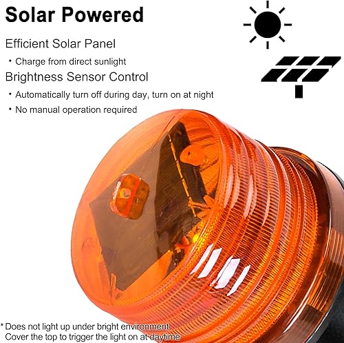 Miniatura 3 de DE-Spark Luz de advertencia estroboscópica accionada solar LED de emergencia, lámpara de faro parpadeante de luz de tráfico de cono de construcción