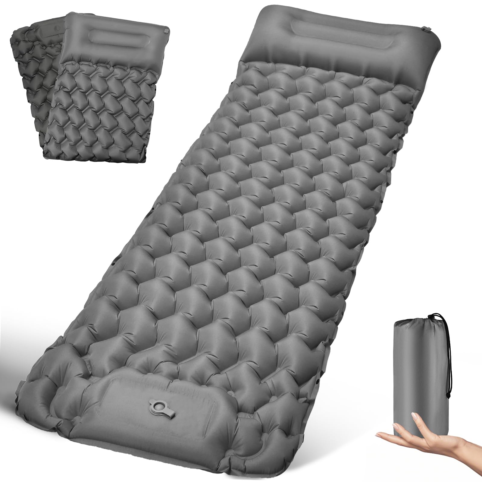 FORRINX Sleeping Pad Ultralight Inflatable Camping Mat Self Inflating 200x68cm Built-in Foot Pump Camping Mattress Portable Air Bed Waterproof Compact 30x12cm for Backpacking, Hiking, Beach, Tent โ image 1