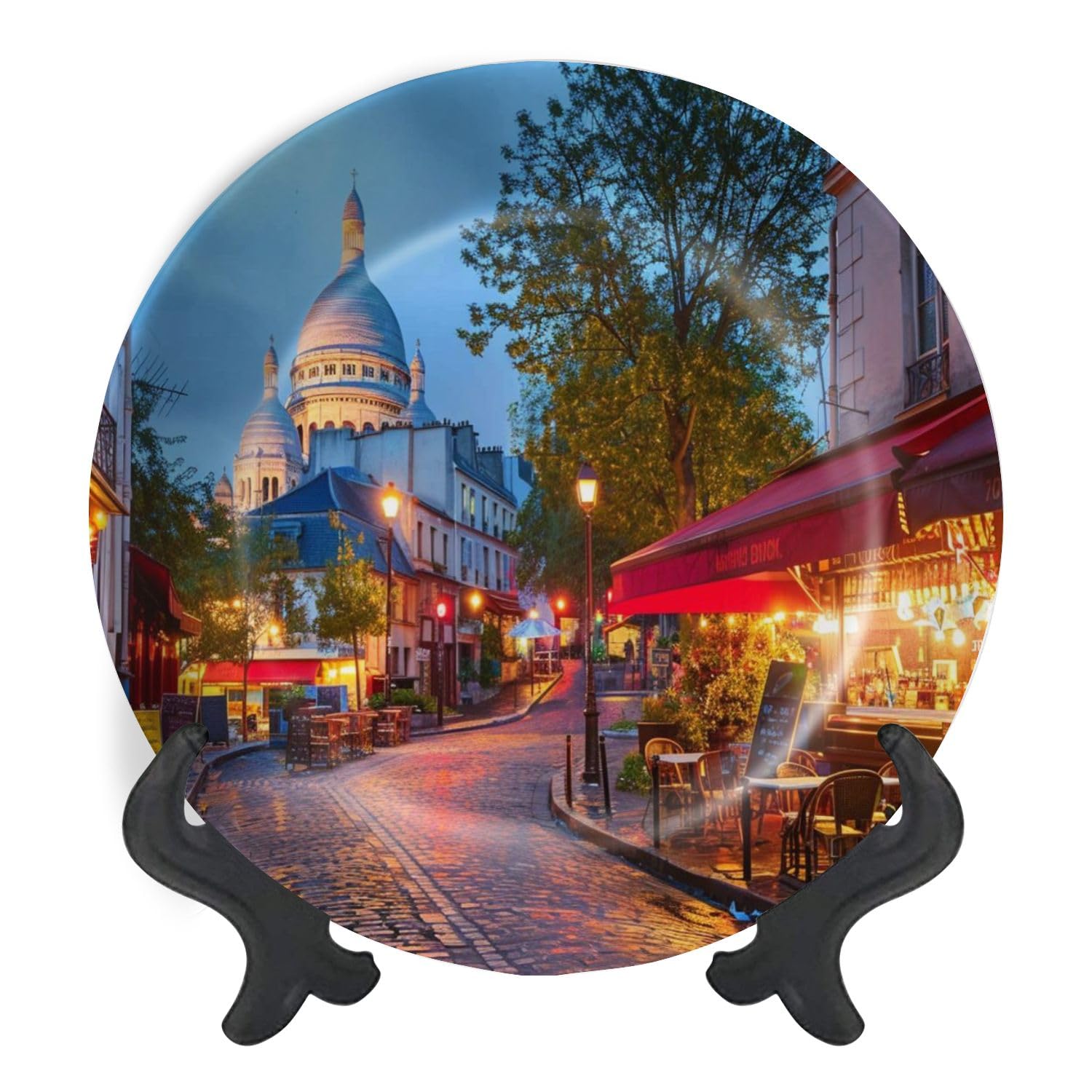 Decorative Plates for Display Montmartre Paris France Gift Plates Ceramic Collections Plates Hanging Artwork for Living Dining Room Kitchen Souvenir