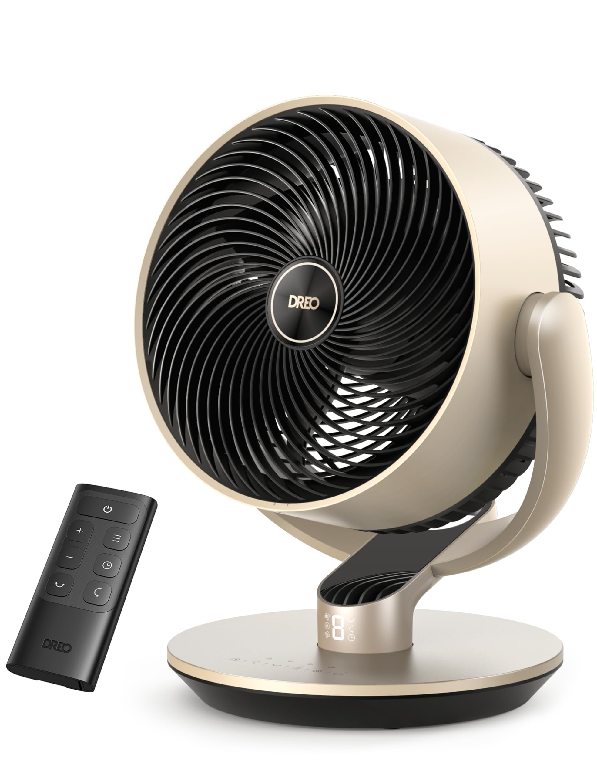 Dreo16''Height 25dB Quiet Smart Fans for Bedroom, DC Room Fan with Remote, 120°+120° Omni-Directional Oscillating Fan, 6 Modes, 9 Speeds, 12H Timer, Alexa/Google/WiFi/Voice Control, Gold