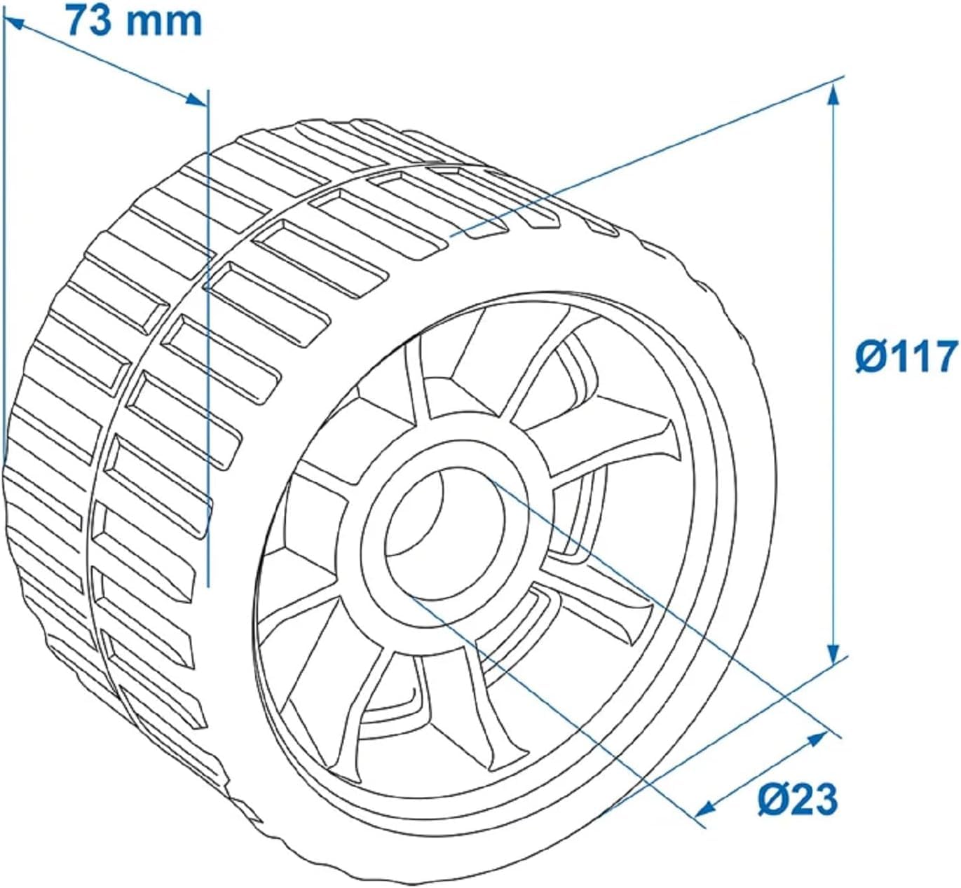 HGW Bootsrolle PE - Seitenrolle blau für Bootsanhänger