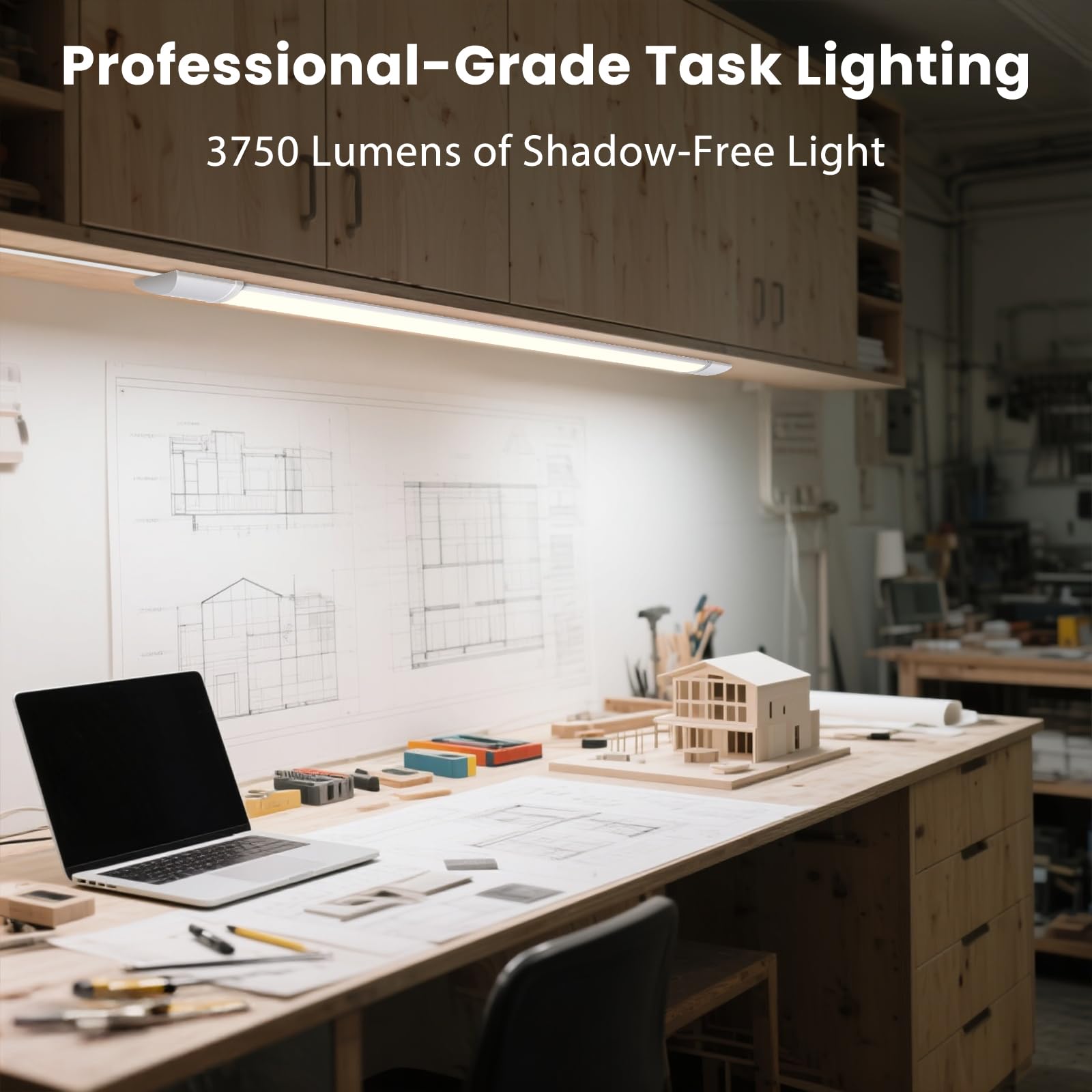Aigostar Luz LED Armario Cocina 90cm, Luz Súper Brillante 3750 lm, Blanco Natural 4000K, Ancho 7,5cm, Apta Para Cocinas, Armario, Baños y Dormitorios, Modelo Enchufable, 3 Unidade