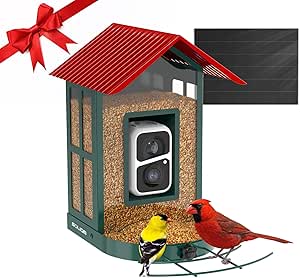 SOLIOM Bird Feeder with Camera Solar Powered, 2K Live Video, Squirrel Proof Metal Case, Hummingbird & Suet Ball DIY Add on, Smart AI Bird House with Cam, Instant Arrival Alerts (Blue) asin的图片