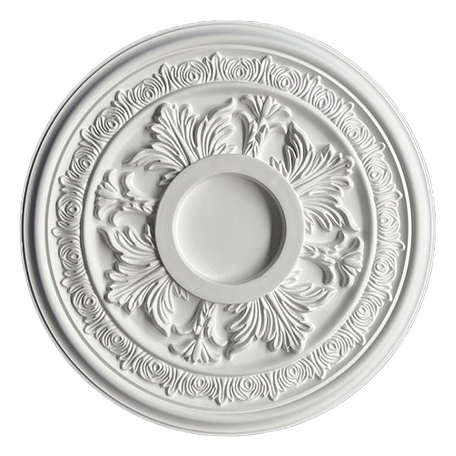Foelanne White I Pu Ceiling Medallion For Fan Lamp, Chandelier, White, Multiple Sizes(,39Cm)