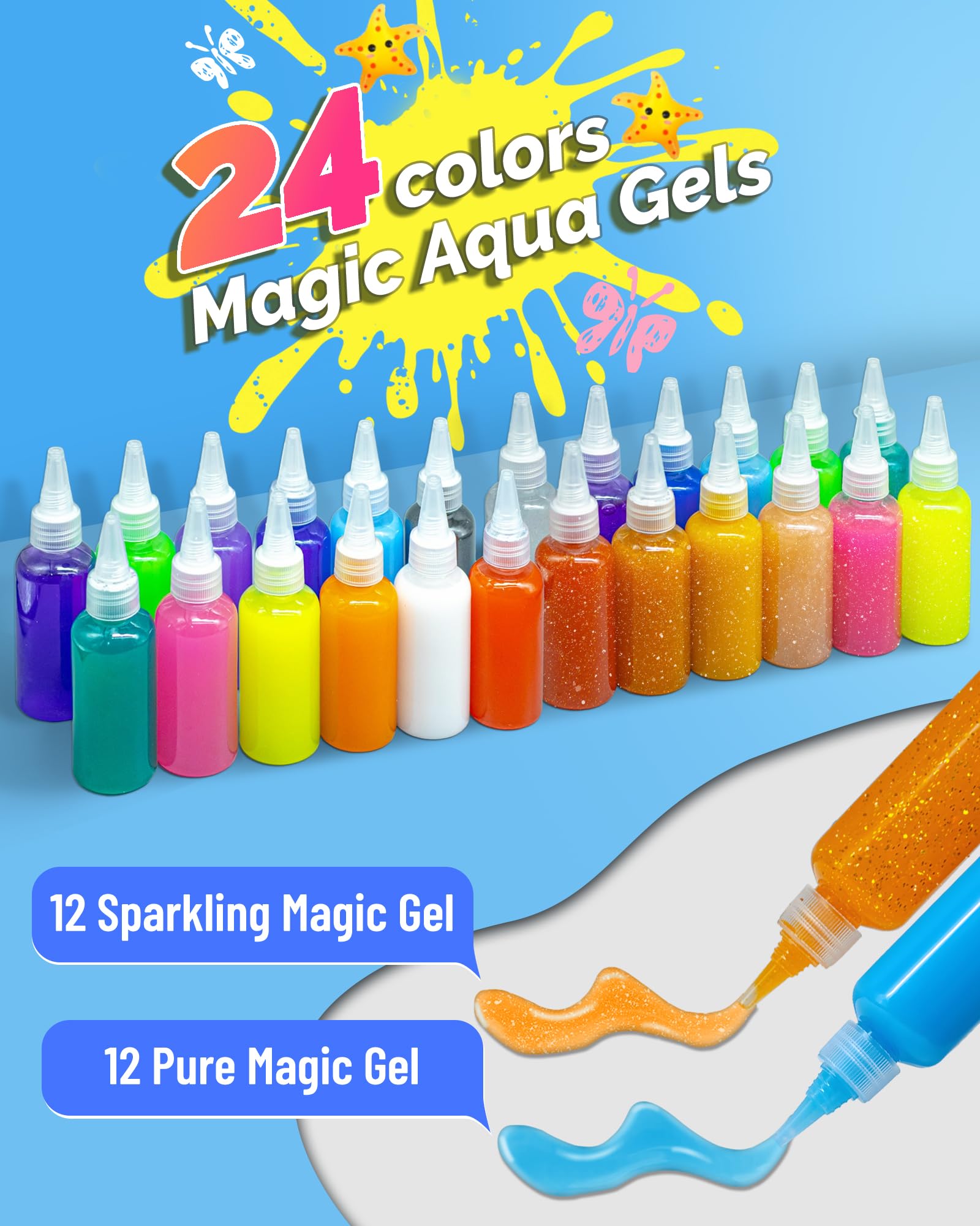 Kit De Elfos Mágicos De Agua – 25 Piezas Con 9 Geles De Colores, 10 Moldes Y Herramientas, Juguete Educativo 3D Para Niños De 3 A 12 Años