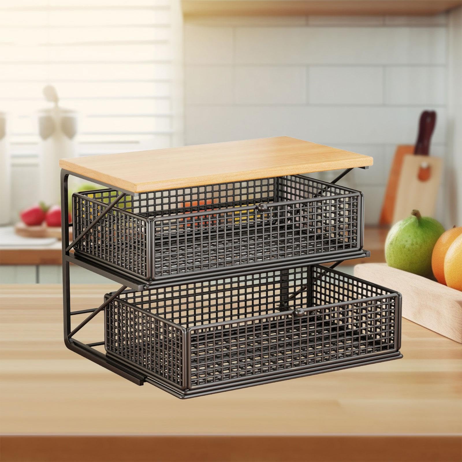 Coffee Station Organizer Küchenregal mit Schublade Und Fächern Zur Aufbewahrung von Tassen Becher Tee Kaffeezubehör für Kaffeebar Esszimmer Küche, Black S