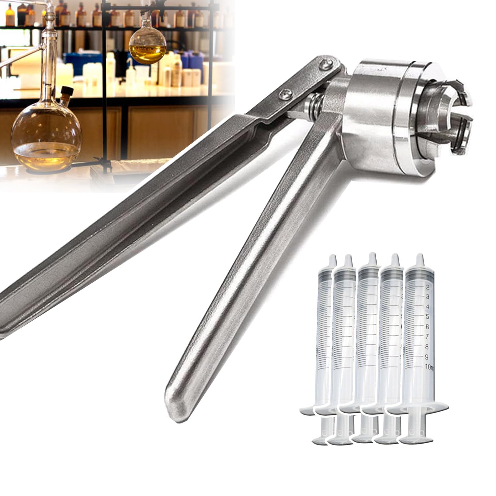 Crimpadora Manual De Viales, Crimpadora De Viales Abatible - Herramienta Manual De Sellado De Botellas Para Tapas De 13/15/18/20 Mm-Dispensador De Perfume De Extracción Directa De 5 X10 Ml pw15