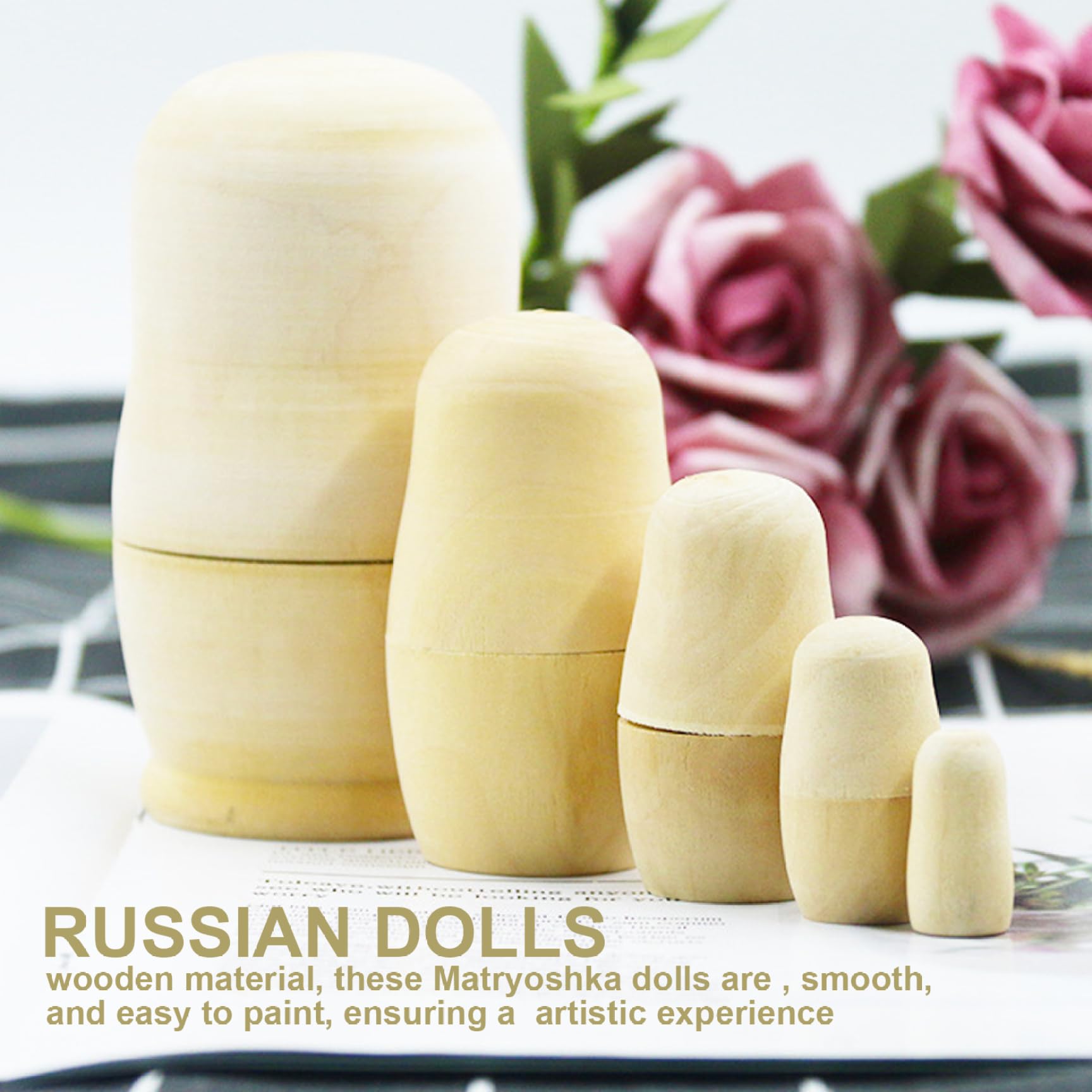 Poupées Russes Matryoshka En Bois Non Peint – 5 Pièces – Kit De Peinture DIY Pour Enfants Et Adultes