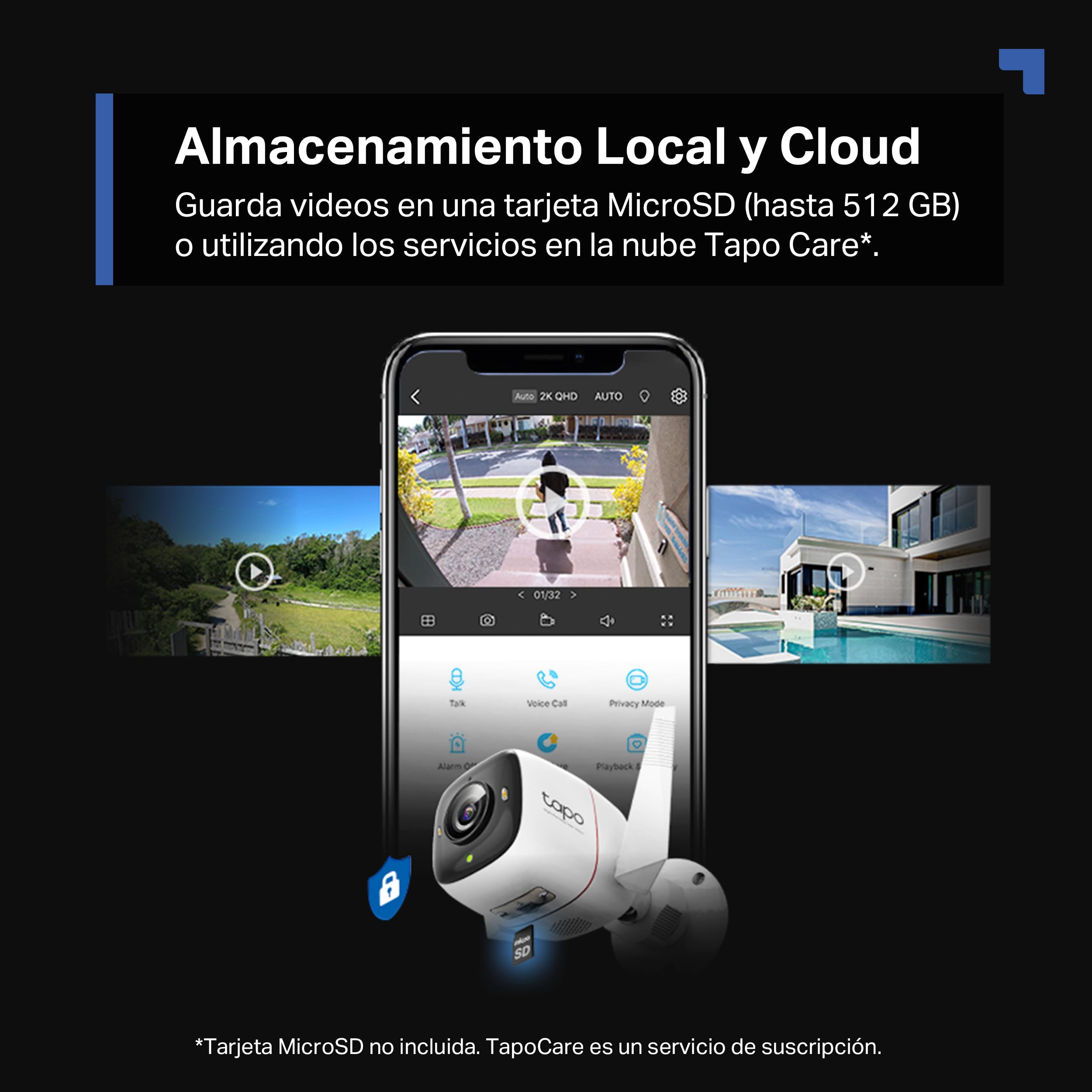 Tapo C325WB – Colorpro, 2K QHD, visión Nocturna con Colores Vivos, Resistente a la Intemperie, Audio bidireccional, detección de Movimiento, Compatible con Tarjeta SD de hasta 512GB, Control Remoto