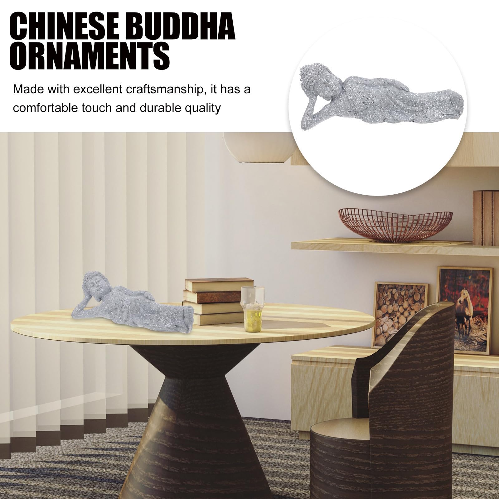 HOMSFOU Estatua de Buda de Resina Estilo Chino para Oficina y Templo