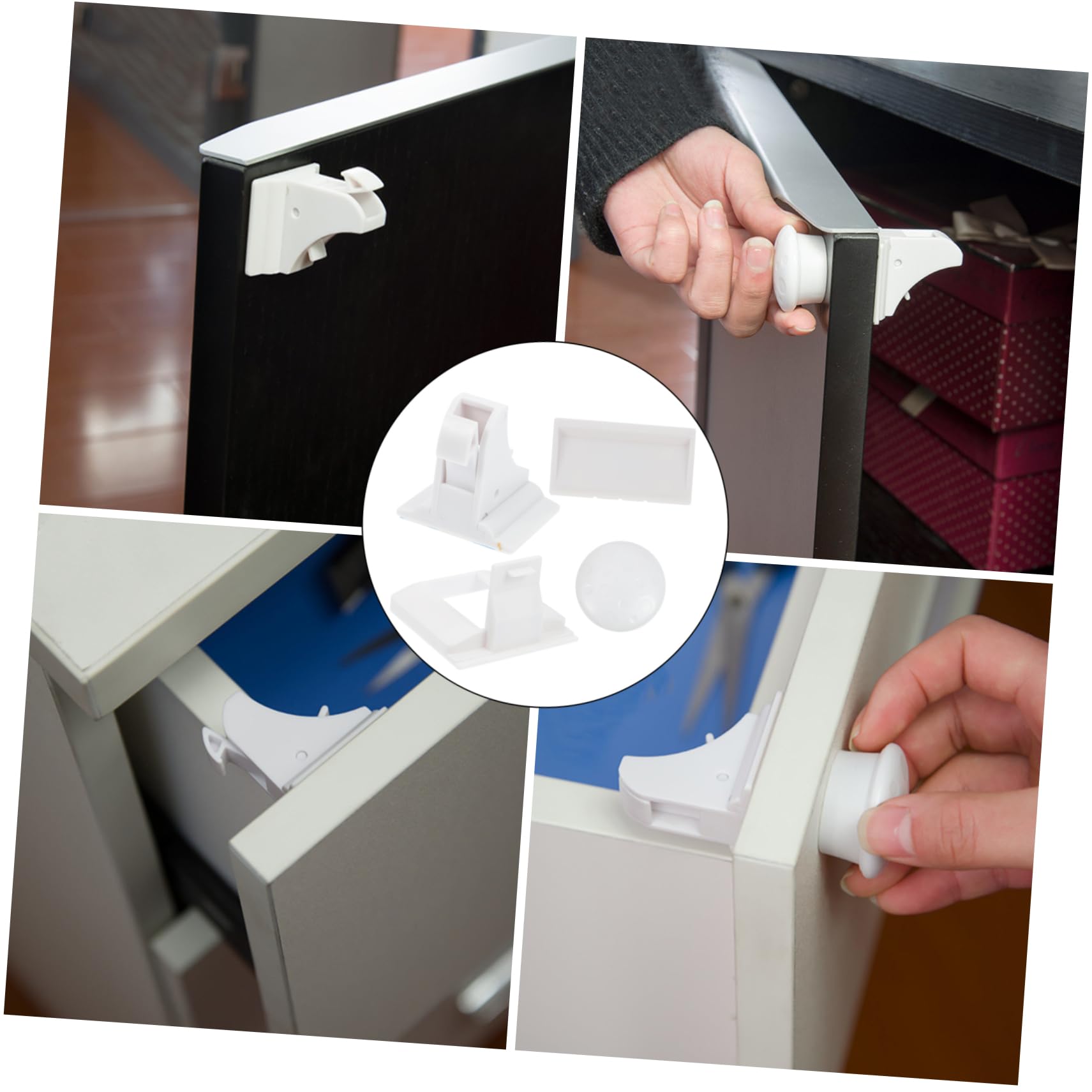 Cerradura de Seguridad para Niños, 10 Piezas, con Llave, Abs Blanco, para Cajones y Armarios, Protege contra Aperturas Accidentales en Casa