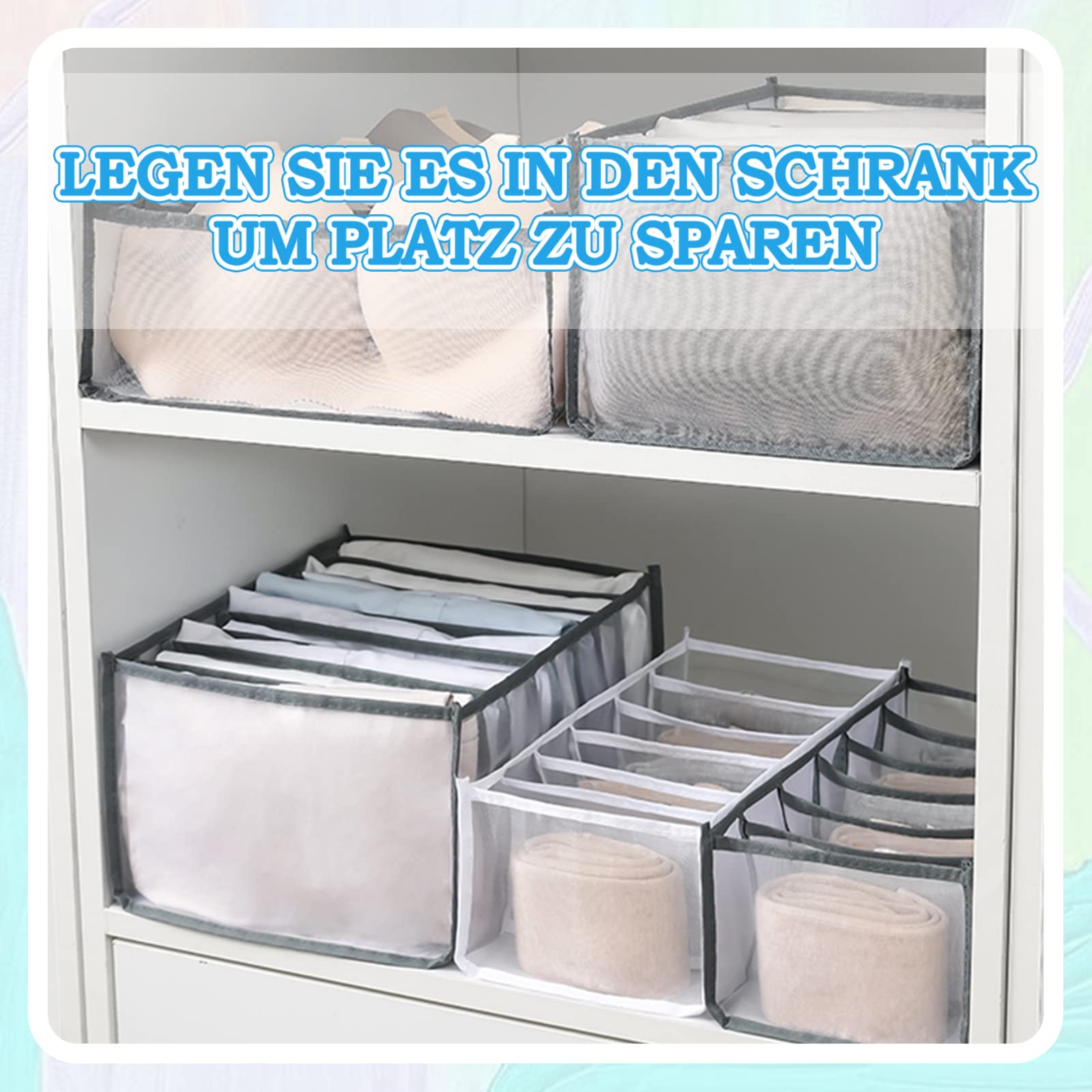 2 Contenitori Pieghevoli Per Vestiti - Organizer Con 7 Scomparti - Grigio - Per Jeans, Magliette, Intimo - Foto 8