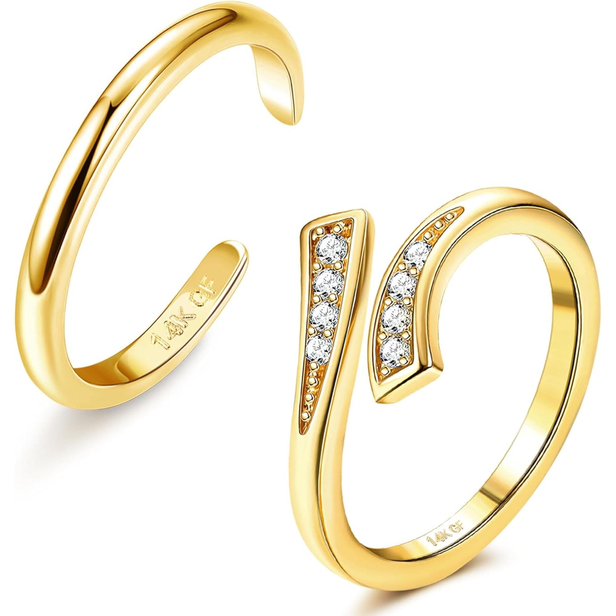 [LOYALLOOK] 14K トゥリング レディース 人気 女性 2点 セット ゴールド 充填 つま先 リング かわいい CZ フラワー シンプル オパール バンド 足 リング ピンキーリング 女性 ビーチ 足 指輪 ジュエリー (CZハグ)
