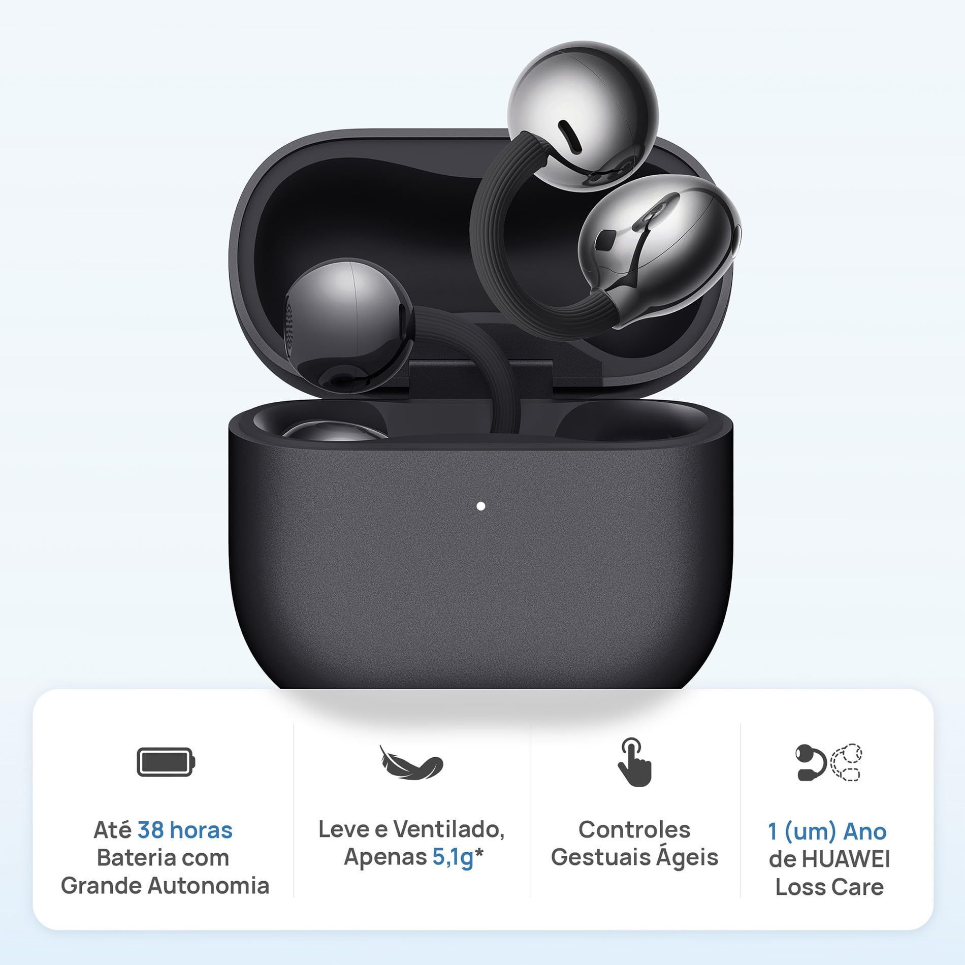 Fone de Ouvido Sem Fio, HUAWEI FreeClip 2, Design em C, Audição