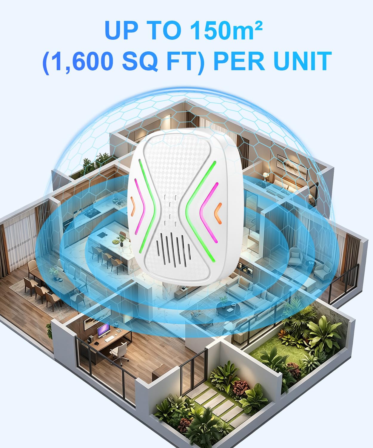 Ultraschall-Schädlingsbekämpfer für den Innenbereich, 4 Stück, Mückenschutz, Spinnenabwehr, deckt 148㎡ (1600 m²) pro Gerät, vertreibt Mäuse, Spinnen, Ameisen, Kakerlaken, Käfer und Fliegen