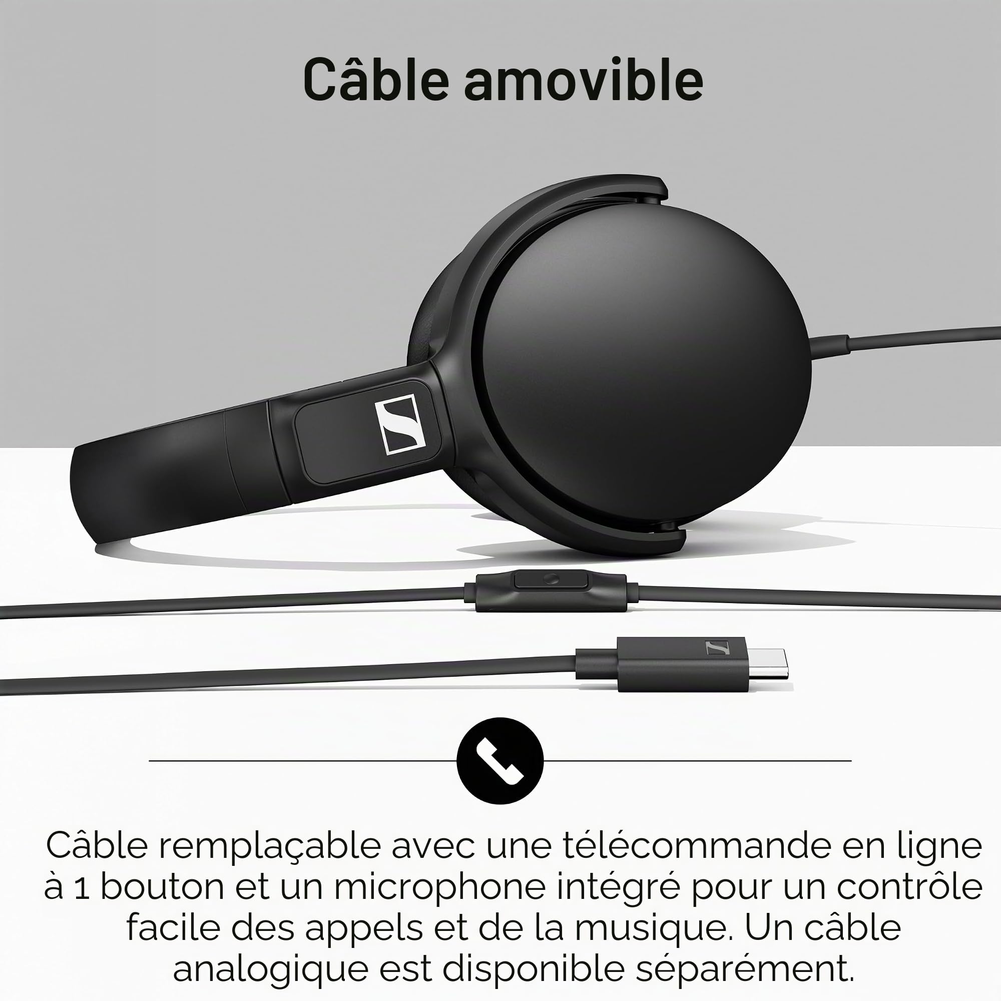 Sennheiser HD 400U - Casque Supra-auriculaire avec télécommande Intelligente ̶ Noir
